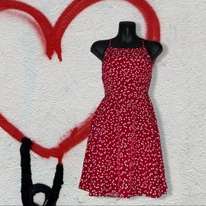 Red Summer Fit & Flare Dress With White Heart